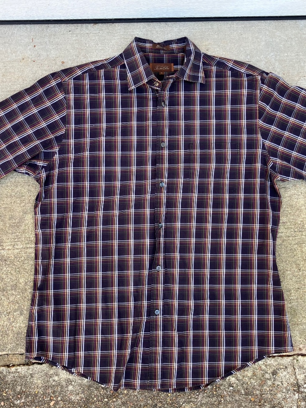 Tasso Elba Mens Plaid Button Up Shirt Size Brown Orange Long Sleeve Hong Kong